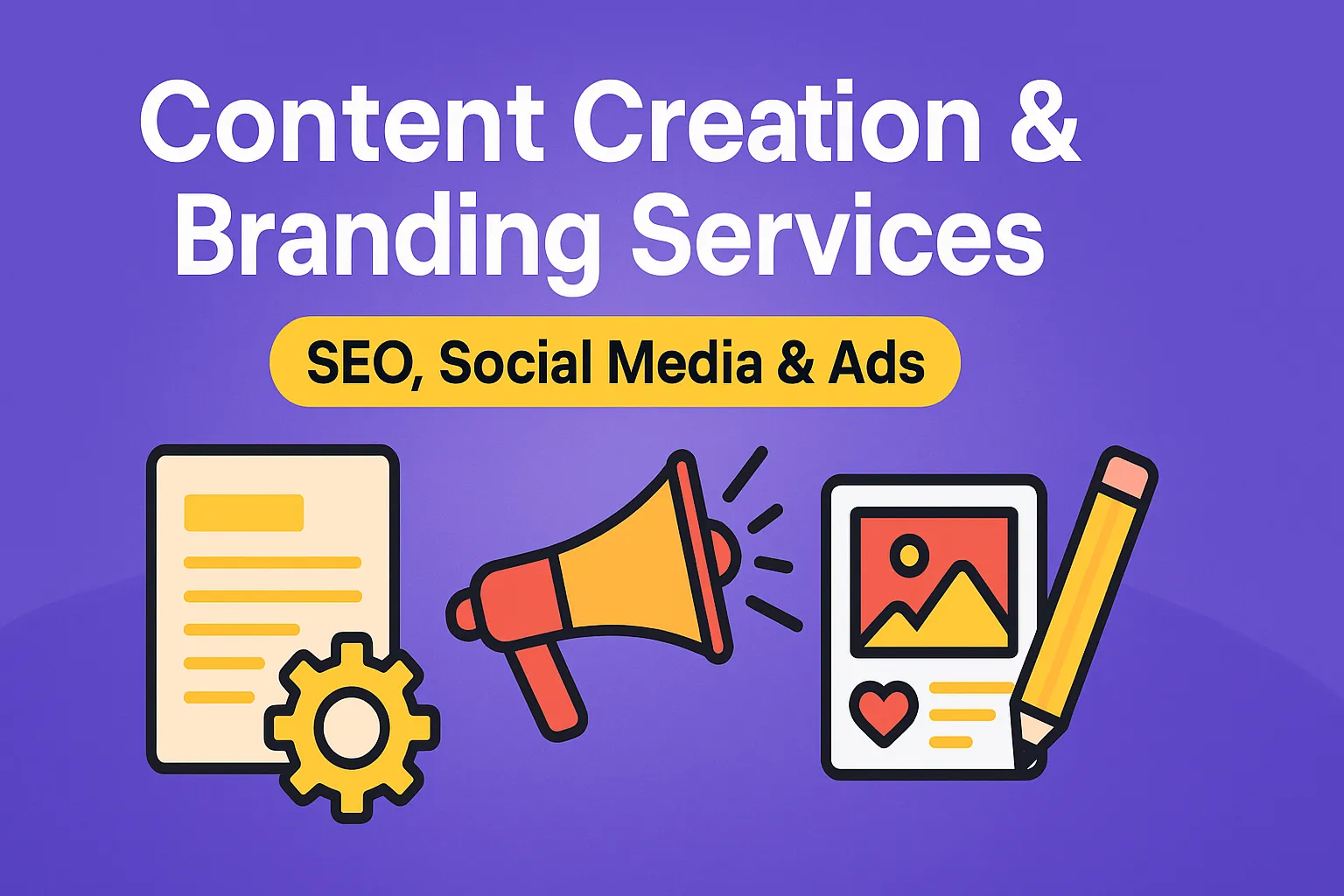 Content creation and branding services for SEO, social media and ads